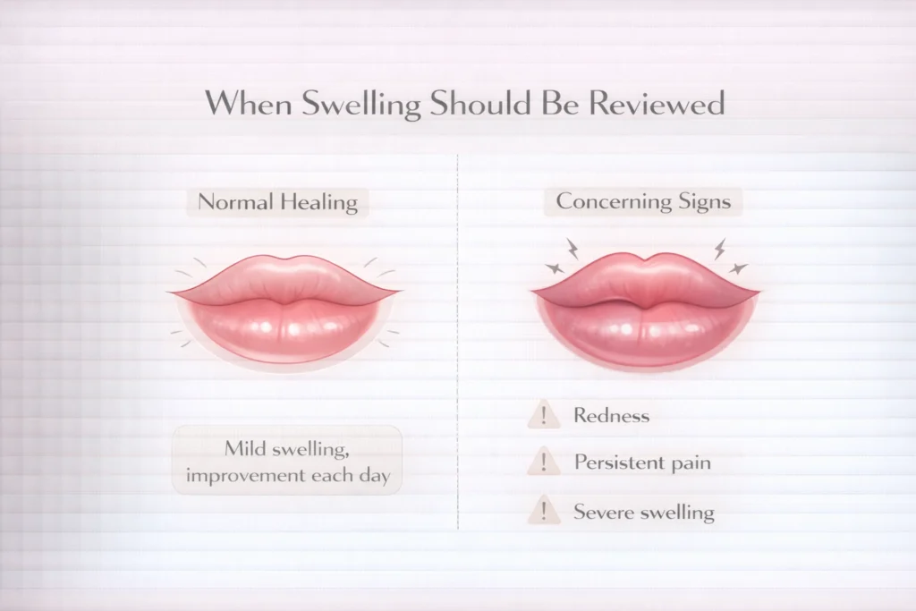 Normal vs concerning lip filler swelling showing when to seek professional review