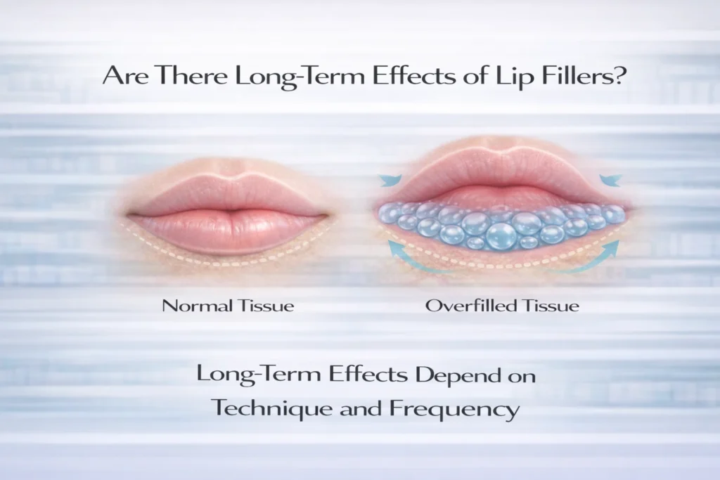 Comparison of normal lip tissue versus overfilled lips over time