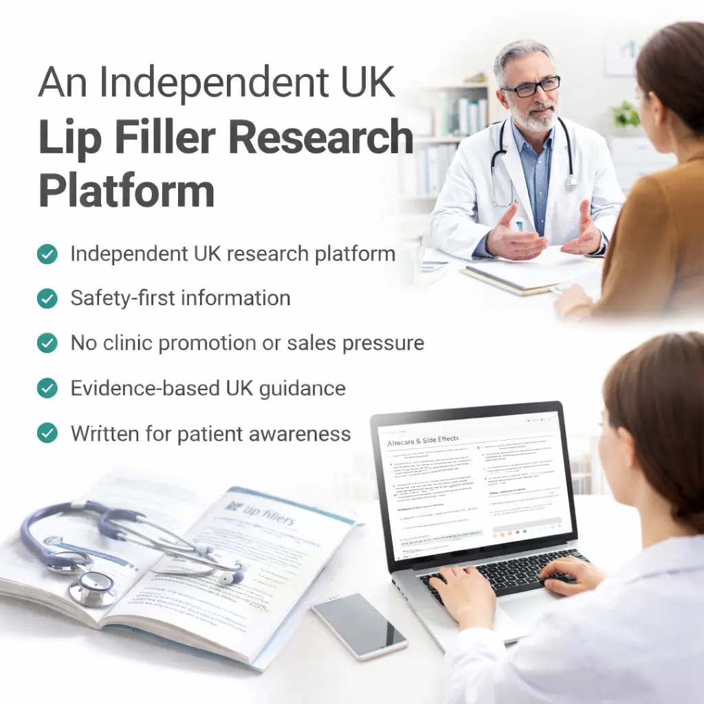 Independent UK lip filler research platform providing safety-first, evidence-based guidance for patients considering cosmetic treatments