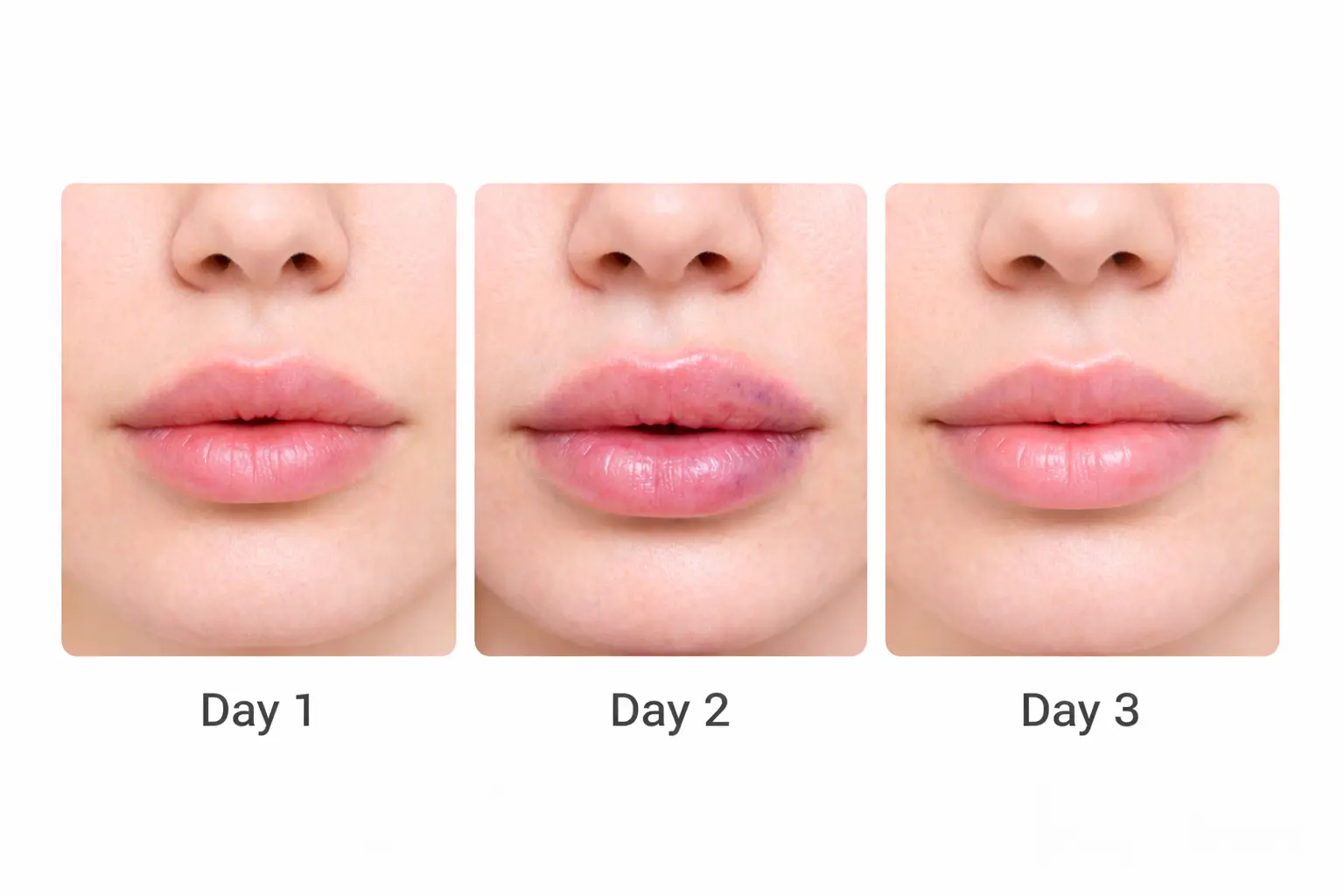 Lip filler swelling stages day by day healing process after treatment UK