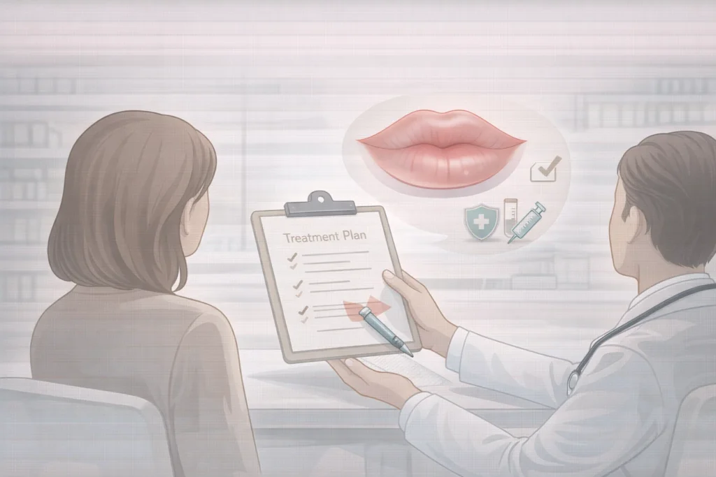 Lip filler consultation and treatment planning clinic infographic